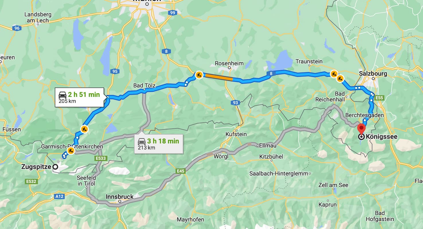 carte-zugspitze-konigsee-2-semaines-itineraire-baviere-roadtrip-voyage